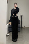 OUDE WAAG velvet lace stitching short suit OW-23SS-JK06 black